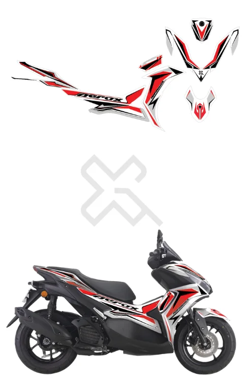 R Pulse Drop Edition White Red Full Body Sticker Compatible with Aerox 155 | Printed In Premium Gloss Vinyl With FPF(Fade Protection Film), Water Proof, Precut Sticker, Pack Of 1 Compatible with Both Side